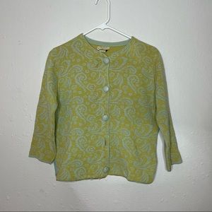 Vintage1950's Huddlespun Floral Print Virgin Wool Button Front Cardigan